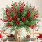 4 Bundles Artificial Christmas Flowers with Red Berry Stems (Green, Red) 7"D x 9.84"W x 15"H